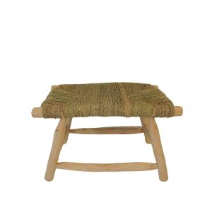 MÔMÉ Bankje Tulum – naturel – hout/zeegras – 65 x 40 x 40 cm – boho lo MÔMÉ Bankje Tulum – naturel – hout/zeegras – 65 x 40 x 40 cm – boho lo