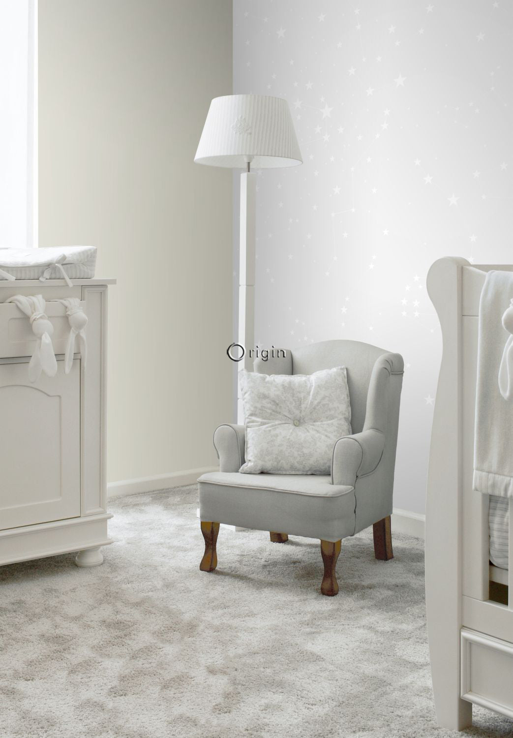 Origin Wallcoverings fotobehang sterrenhemel licht warm grijs en mat w