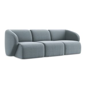 LaMiaSofa 3-zits bank Cervo – velours – lichtblauw – 244x94x75