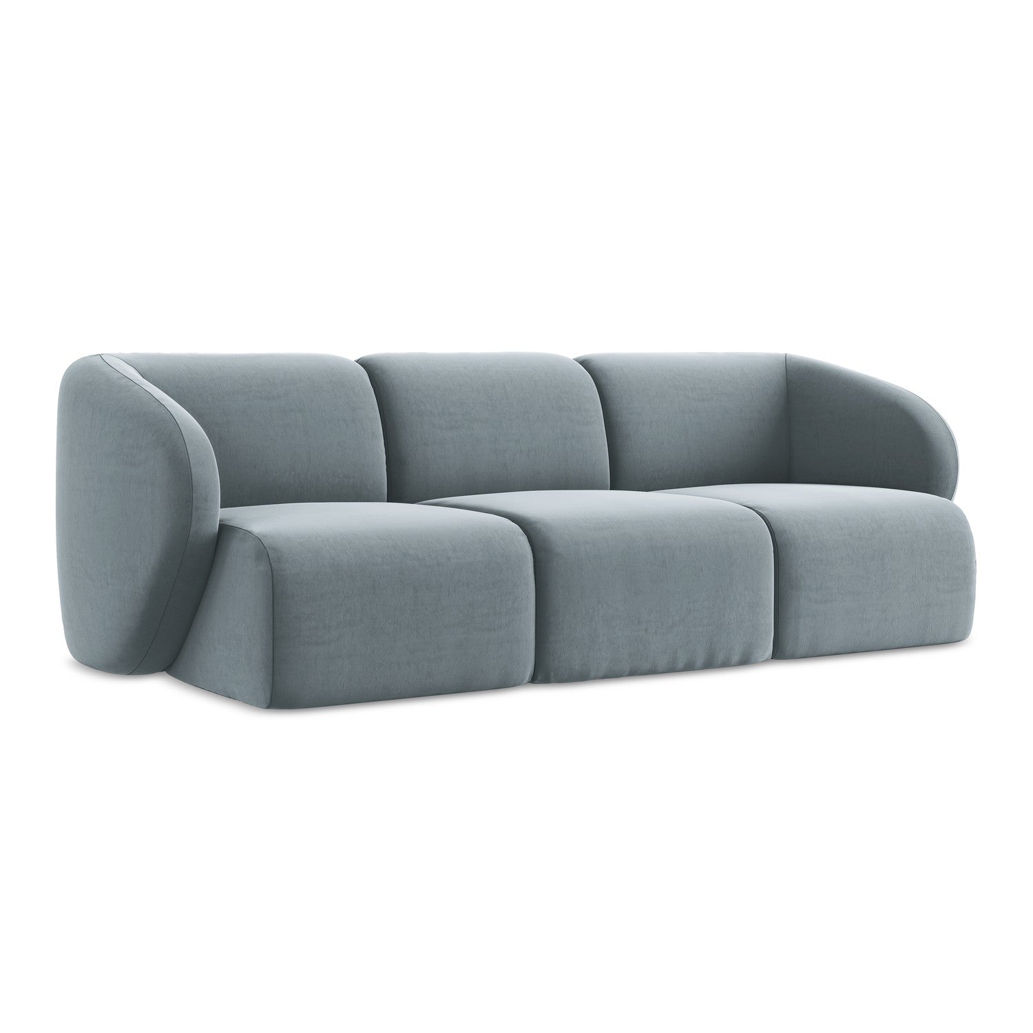 LaMiaSofa 3-zits bank Cervo - velours - lichtblauw - 244x94x75
