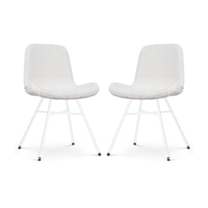 Nolon Noa-Fé Eetkamerstoelen Set van 2 – Teddy – Witte Poten Nolon Noa-Fé Eetkamerstoelen Set van 2 – Teddy – Witte Poten