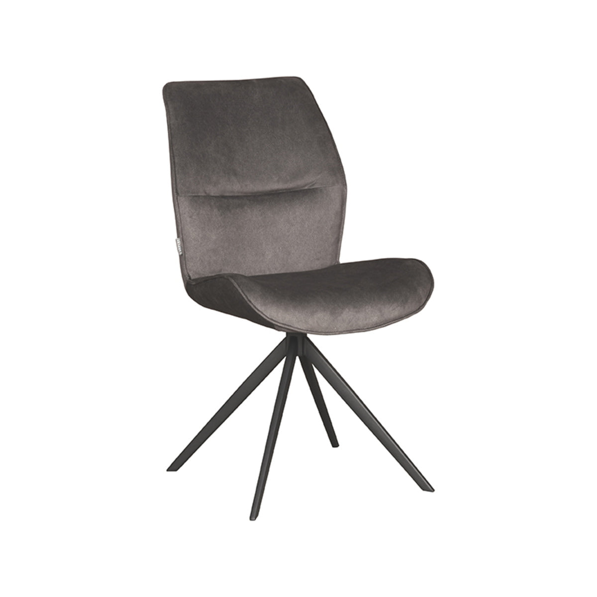 LABEL51 Eetkamerstoel Comfy - Antraciet Stof - Zithoogte 47cm - Set va