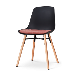 Nolon Nena-Liv Eetkamerstoel Zwart – Terracotta Kussen – Houten Poten