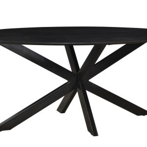 Livingfurn eetkamertafel Oslo Ovaal – Acasia Hout – 180 cm – zwart