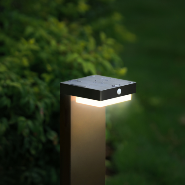 Lighto | Lantaarn zwart solar voor buiten 70 cm | Oplaadbaar | Werkt o