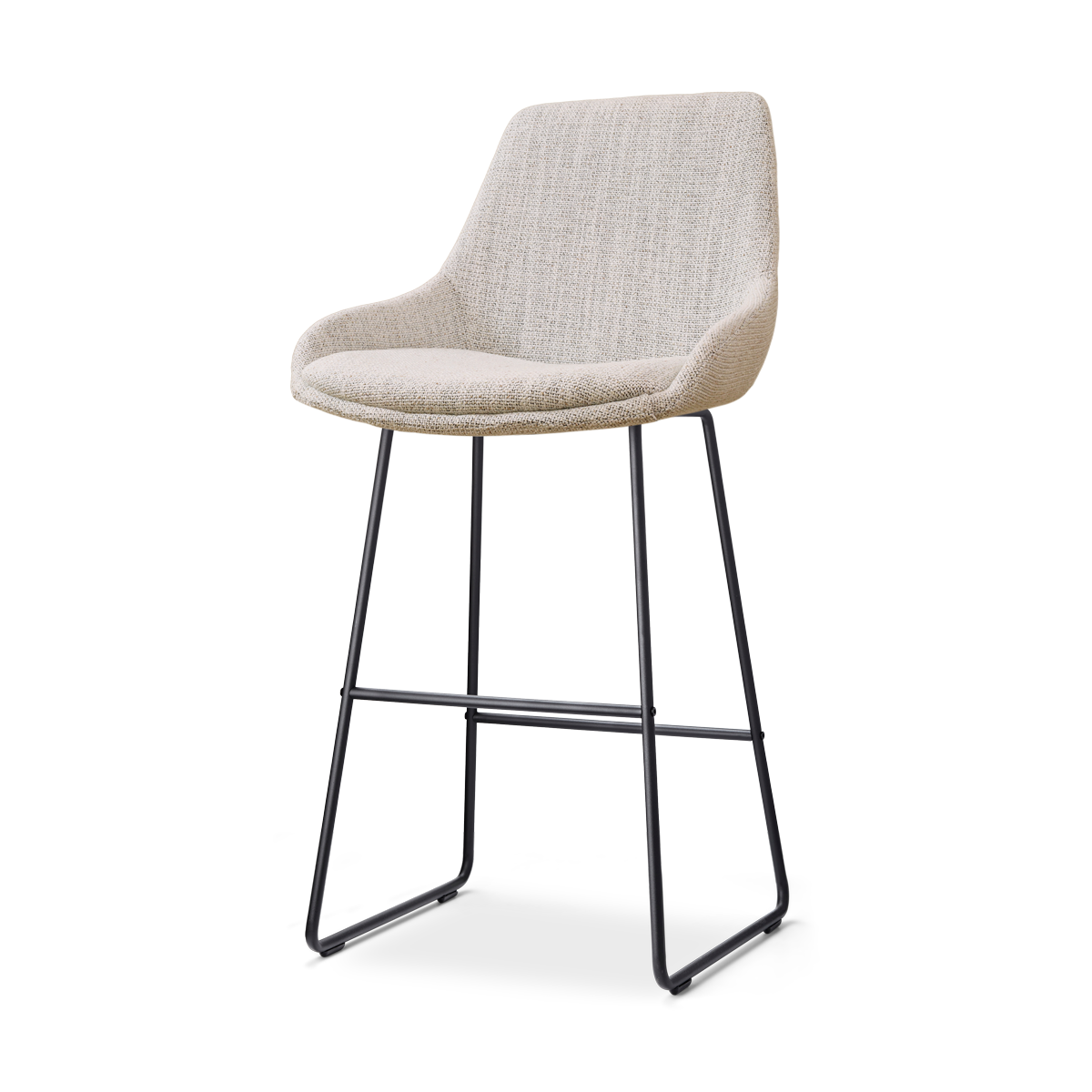 Nolon Nino-Isa Barkruk Beige Gemêleerd - Stof - Zwart Onderstel - 75 c