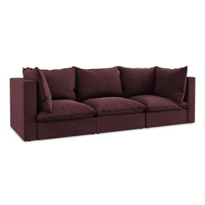 LaMiaSofa 3-zits bank Ravenna – velours – bourgondië – 255x90x77