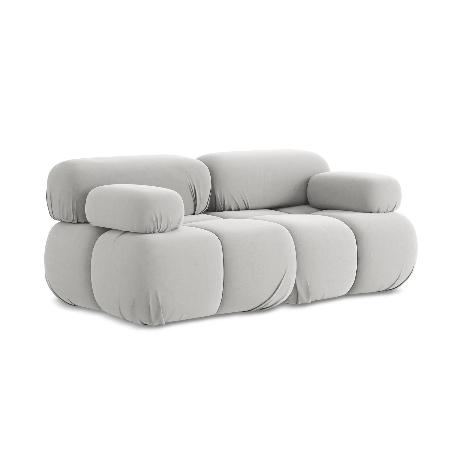 LaMiaSofa Tweezits modulaire bank Sanremo - velours - zilver - 190x96x