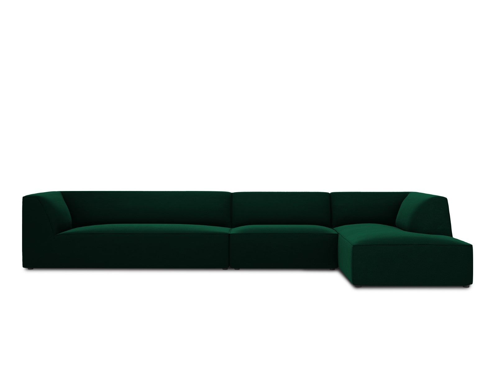 Micadoni rechter hoekbank Ruby 5-zits, flueel, flessengroen - 180x366x