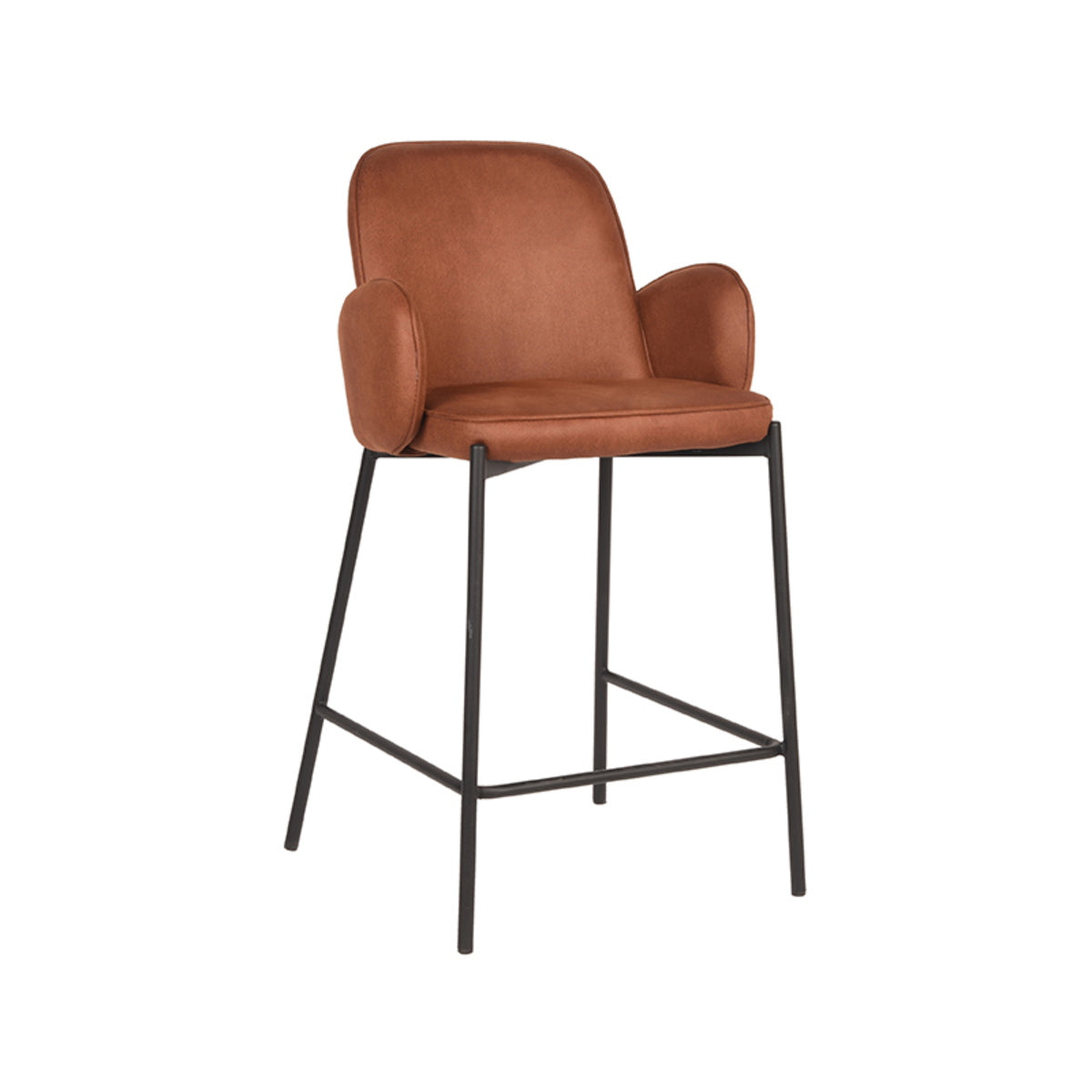 LABEL51 Barkruk Jari - Cognac - Zithoogte 65cm - Set van 2