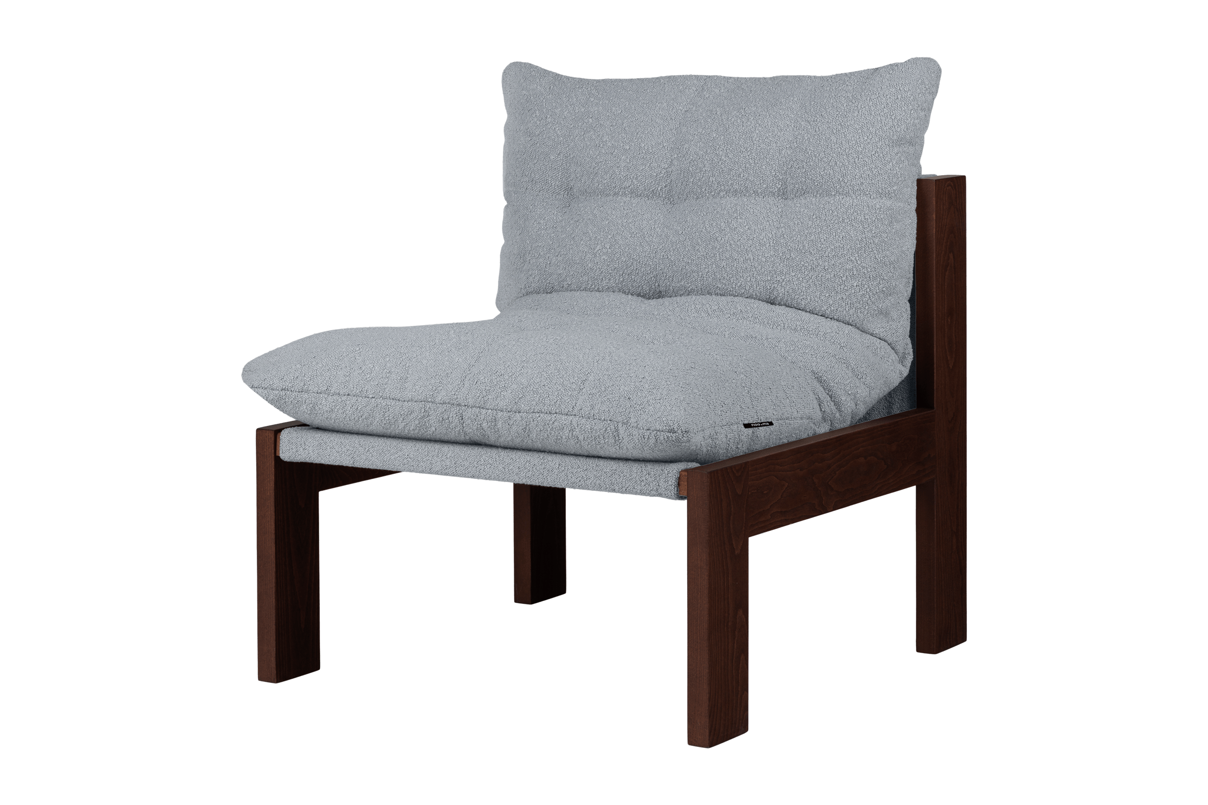 noo.ma Huno loungestoel - bouclé bekleding, houten frame, soft zitcomf