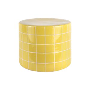 Leitmotiv bijzettafel Retro Tiles Low – geel – Ø42cm Leitmotiv bijzettafel Retro Tiles Low – geel – Ø42cm