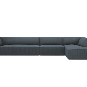 Micadoni rechter hoekbank Ruby 5-zits, ribfluwelen, blauw – 180x366x69 Micadoni rechter hoekbank Ruby 5-zits, ribfluwelen, blauw – 180x366x69