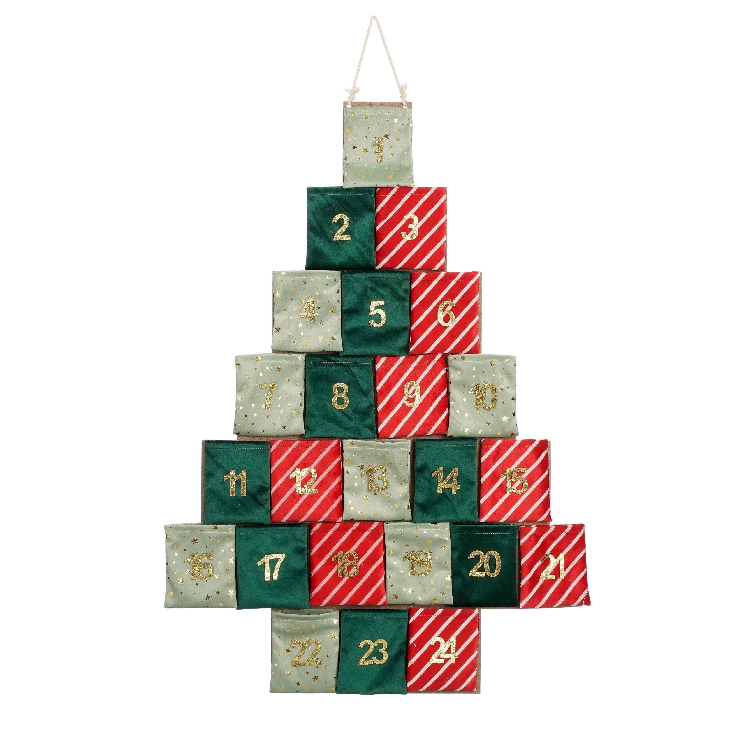 Mica Decorations Adventskalender - L72 x B1 x H51 cm - Vilt - Groen, R