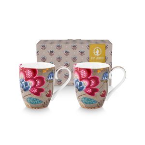 Pip Studio Mokken – Blooming Tales – Khaki – 450ml – Set van 2 Pip Studio Mokken – Blooming Tales – Khaki – 450ml – Set van 2