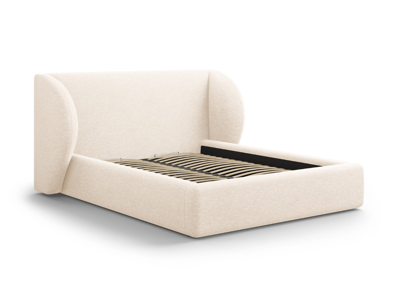 Micadoni Opbergbed met hoofdeinde Miley 140x200cm, chenille, lichtbeig