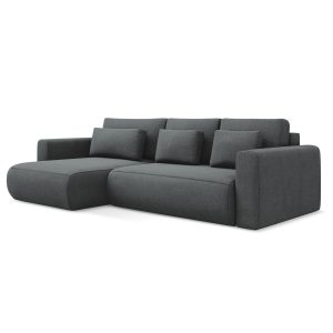 LaMiaSofa hoekbank links Perugia – textuurstof – grijs – 278x149x82