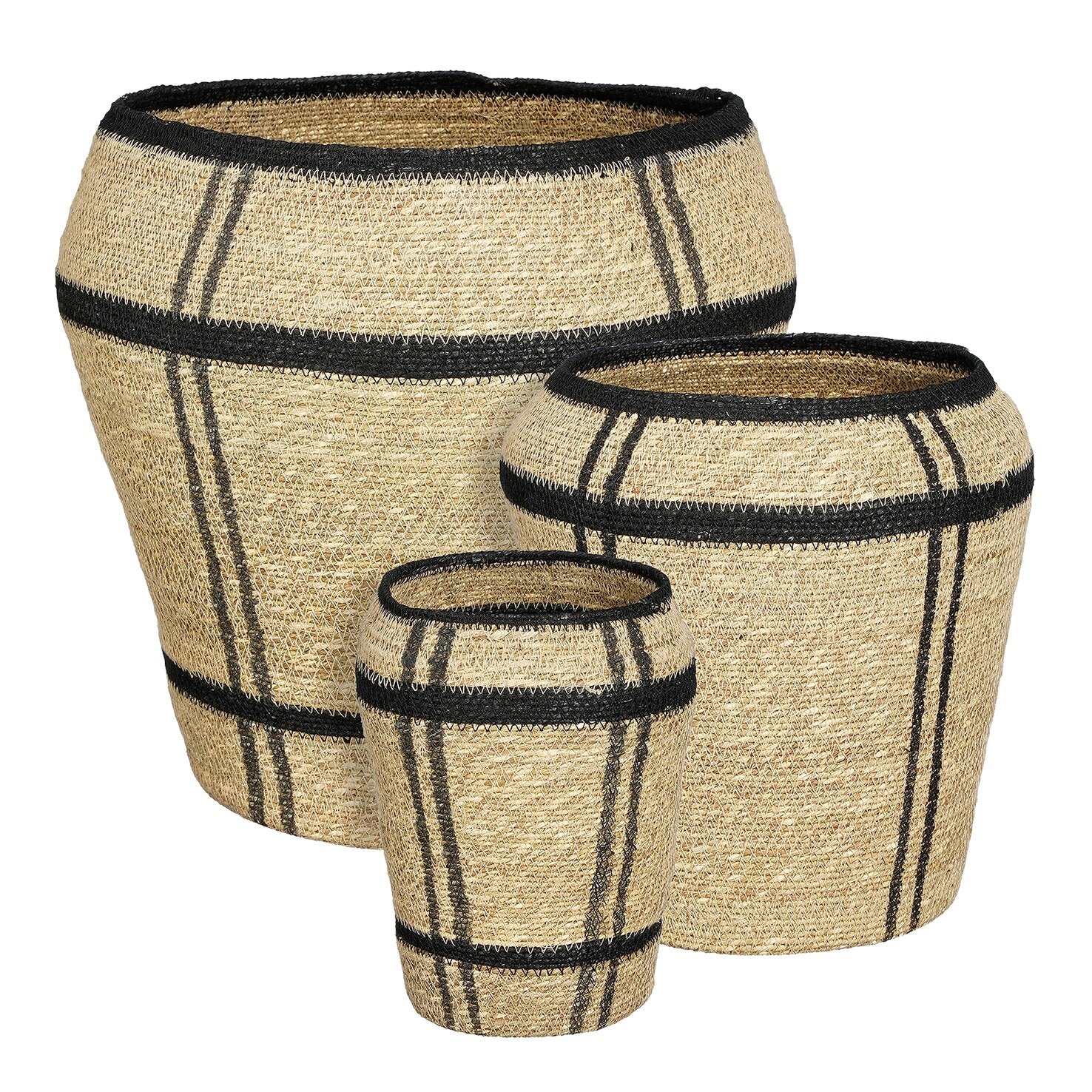 Mica Decorations Opbergmand - Set van 3 - H38 x Ø30 cm - Zeegras - Lic