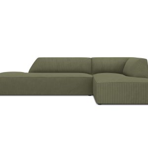 Micadoni rechter hoekbank Ruby 4-zits, ribfluwelen, groente – 180x273x