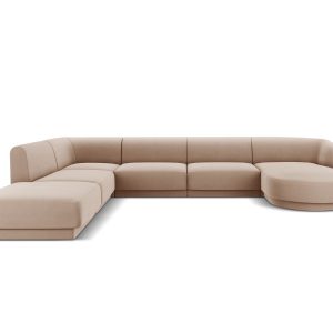 Micadoni Panoramische hoekbank links Miley 6-zits, flueel, cappuccino Micadoni Panoramische hoekbank links Miley 6-zits, flueel, cappuccino