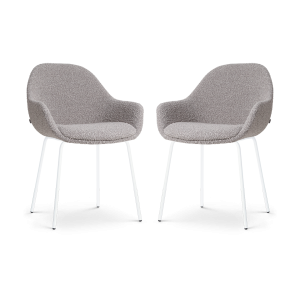 Nolon Nora-Mae Eetkamerstoelen Set van 2 – Bouclé Taupe – Witte Poten Nolon Nora-Mae Eetkamerstoelen Set van 2 – Bouclé Taupe – Witte Poten