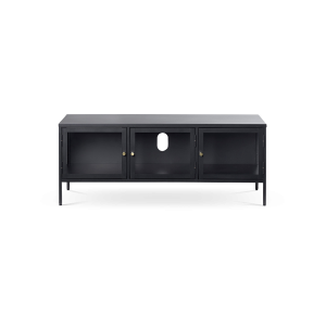 Olivine Carrie TV meubel Zwart – Metaal – Glas – B 132 cm Olivine Carrie TV meubel Zwart – Metaal – Glas – B 132 cm