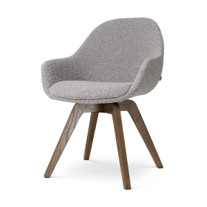 Nolon Noor-Mae draaibare eetkamerstoel bouclé taupe – walnoot houten o Nolon Noor-Mae draaibare eetkamerstoel bouclé taupe – walnoot houten o