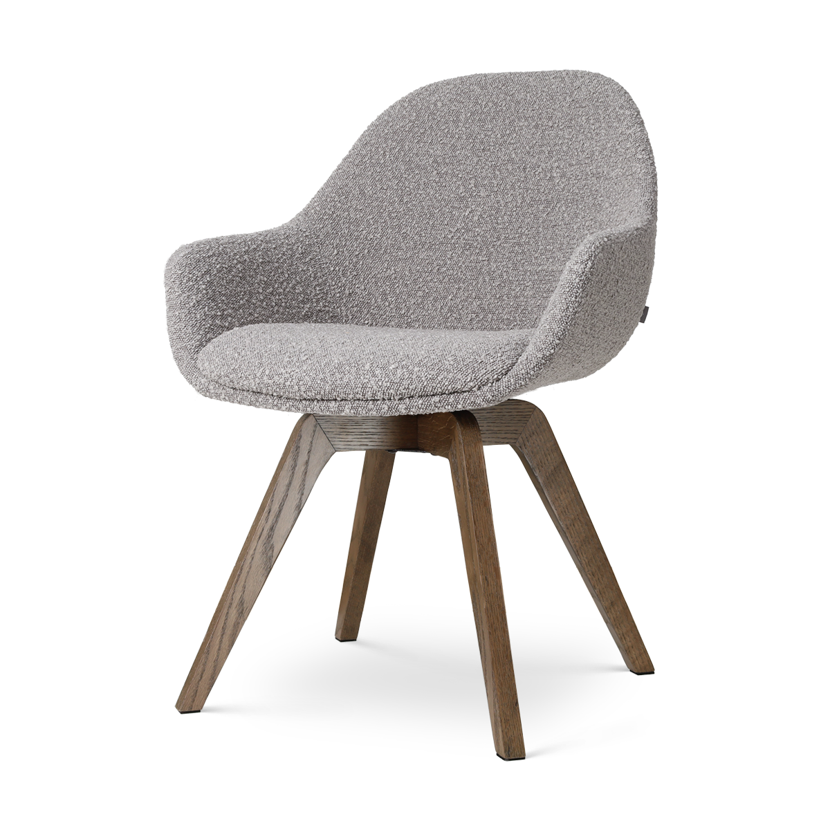 Nolon Noor-Mae draaibare eetkamerstoel bouclé taupe - walnoot houten o