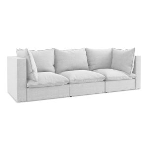 LaMiaSofa 3-zits bank Ravenna – bouclé – zilver – 255x90x77