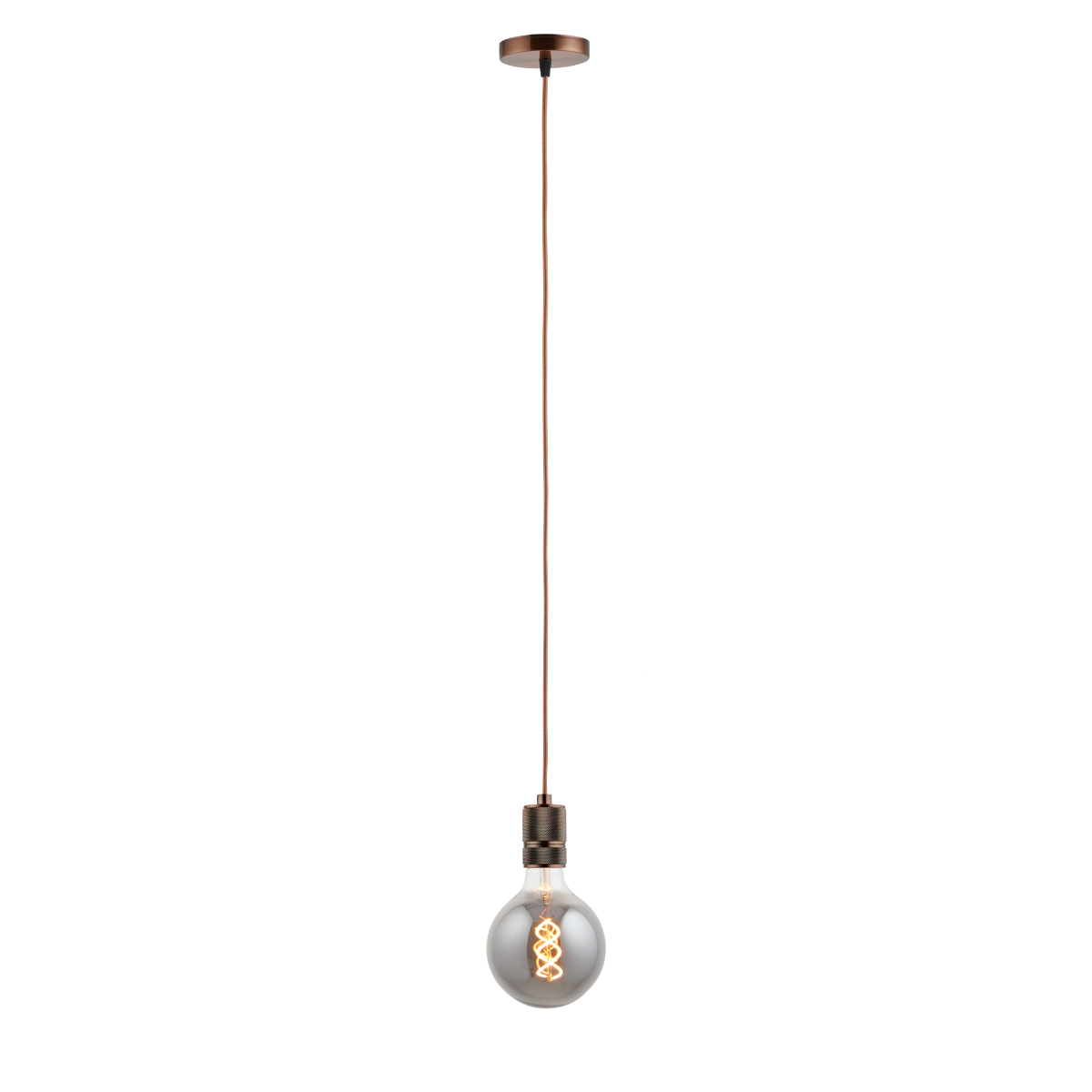 Lighto | Pendel Koper | Inclusief Lichtbron Rookglas | Classic | 1.5m