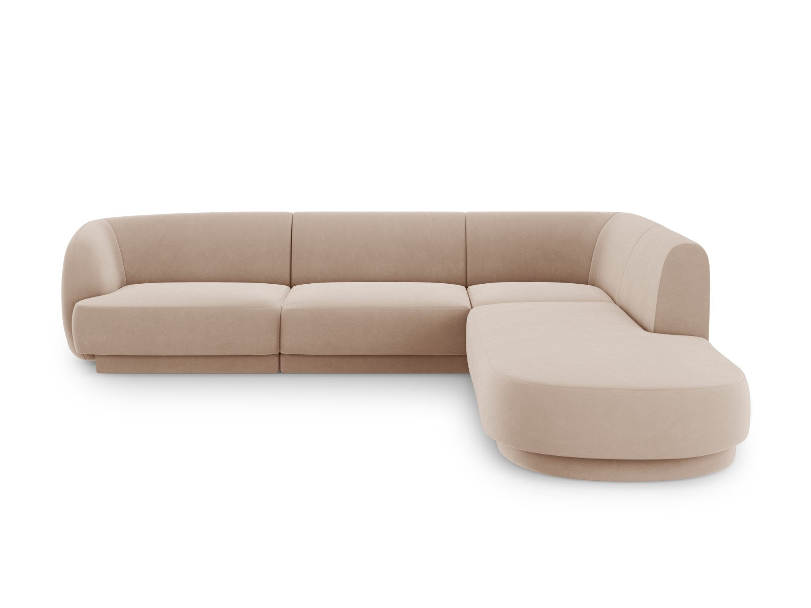 Micadoni rechter hoekbank Miley 6-zits, flueel, cappuccino - 248x255x7