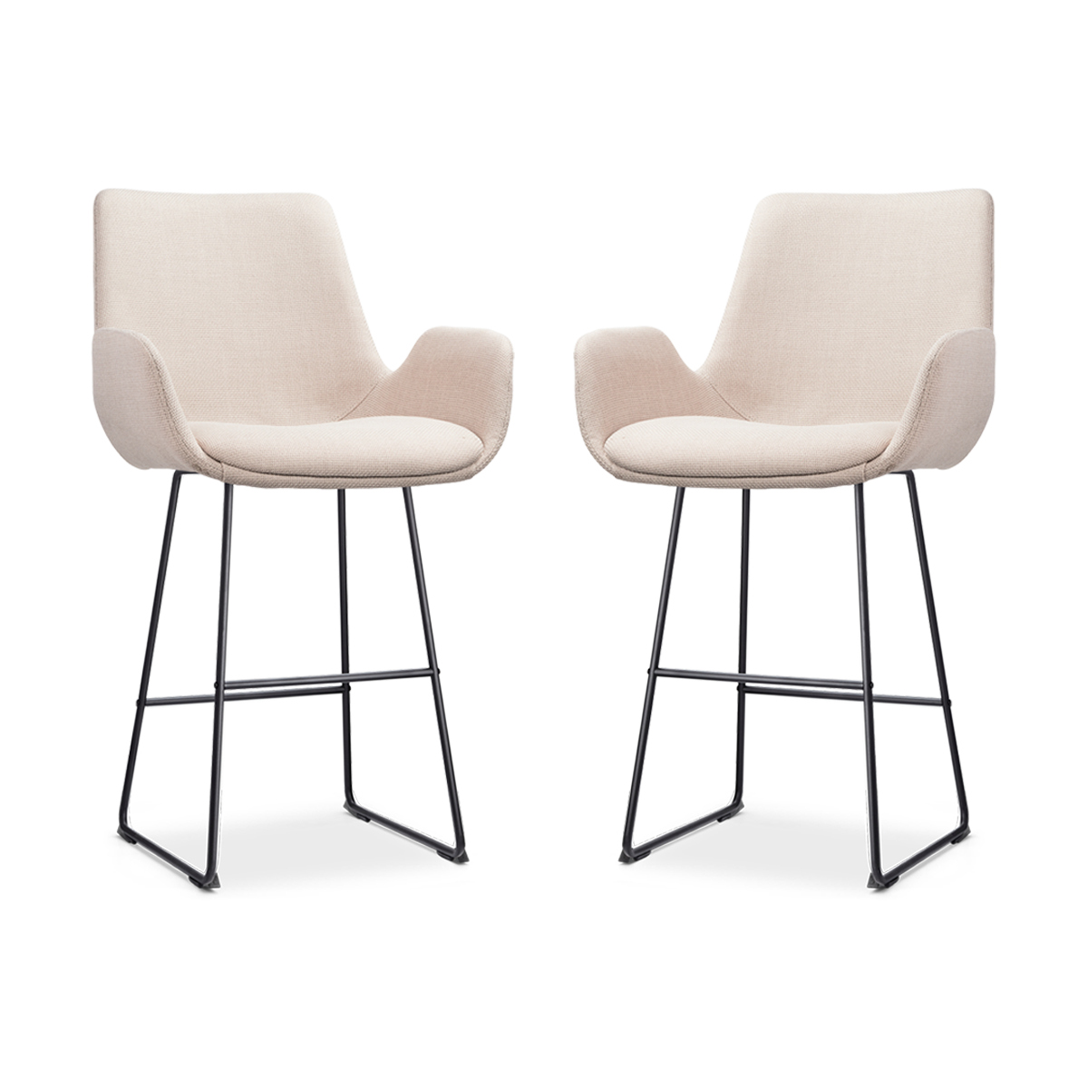 Nolon Nino-Eef Barkrukken Set van 2 - Beige - Zwart - 65 cm