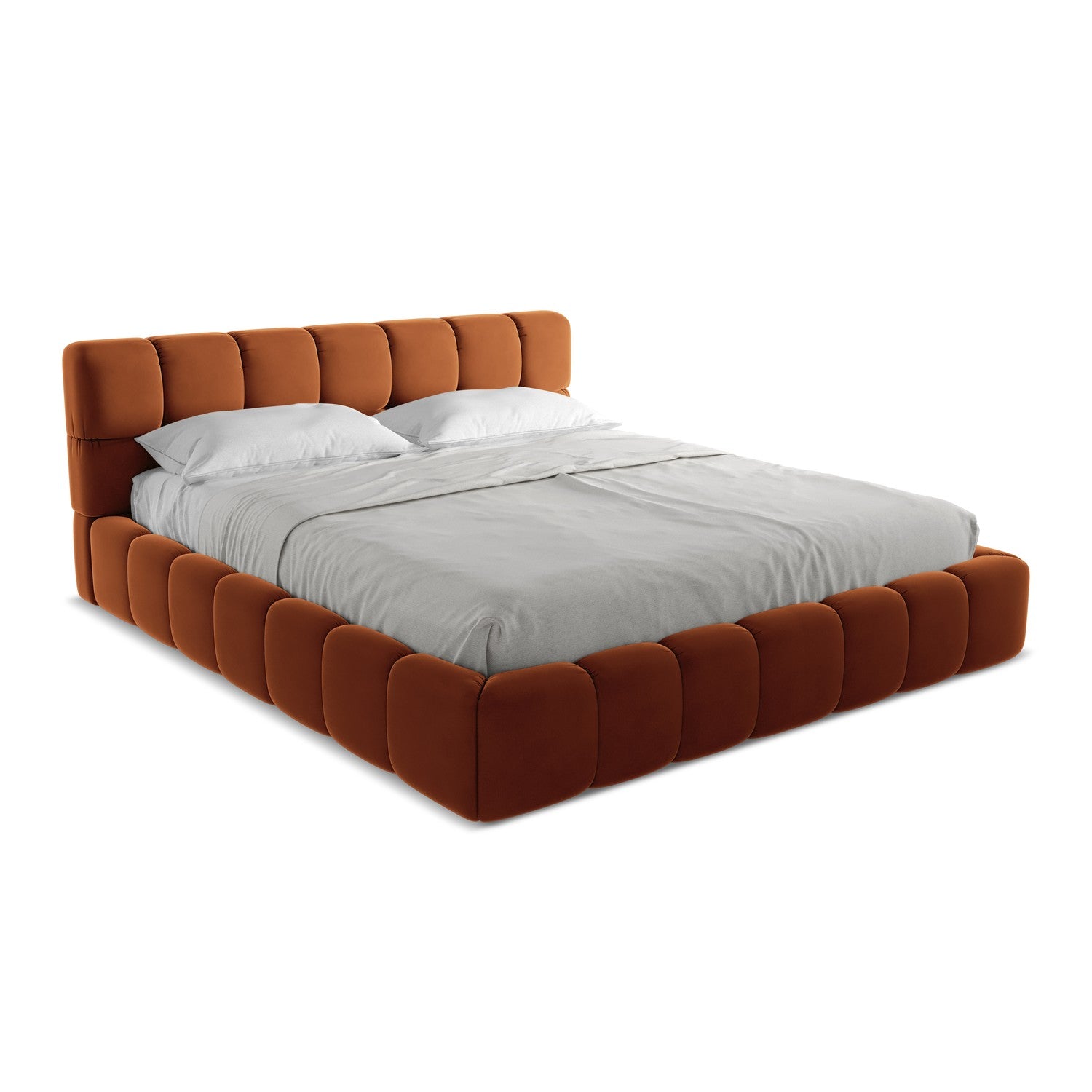 LaMiaSofa Bed met opbergruimte Roma - velours - terracotta - 200x228x8