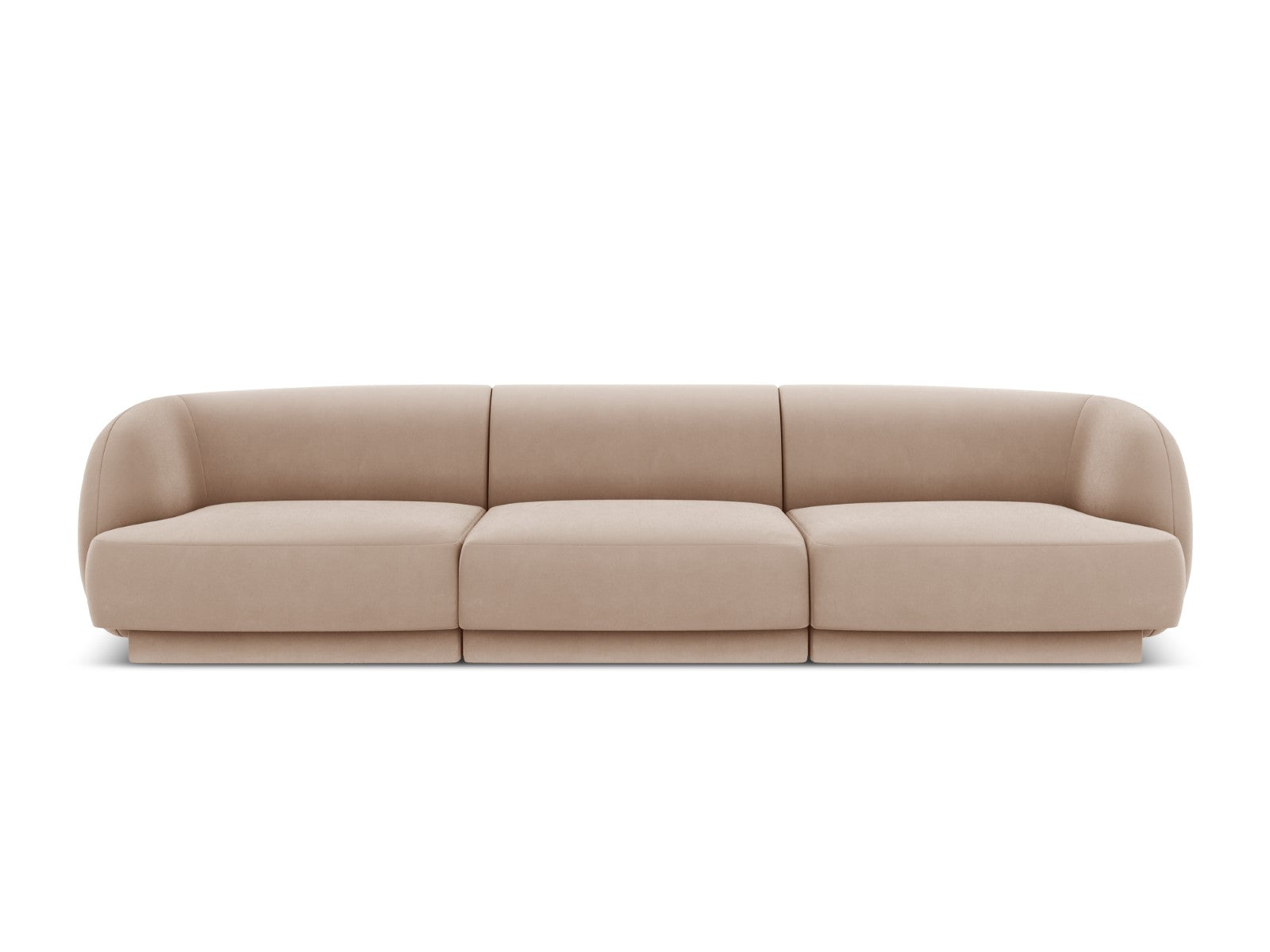 Micadoni Bank Miley 3-zits, flueel, cappuccino - 90x255x70cm