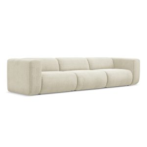 LaMiaSofa 4-zits bank Bari – chenille stof – beige – 319x89x70