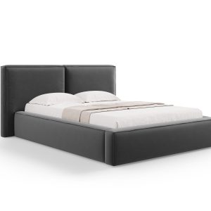 Micadoni Opbergbed met hoofdeinde Jodie 140x200cm, flueel, grijs – 228 Micadoni Opbergbed met hoofdeinde Jodie 140x200cm, flueel, grijs – 228