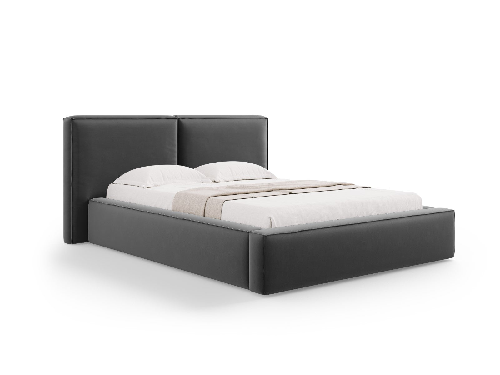 Micadoni Opbergbed met hoofdeinde Jodie 140x200cm, flueel, grijs - 228
