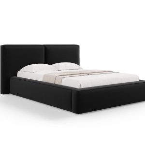 Micadoni Opbergbed met hoofdeinde Jodie 140x200cm, flueel, zwart – 228 Micadoni Opbergbed met hoofdeinde Jodie 140x200cm, flueel, zwart – 228