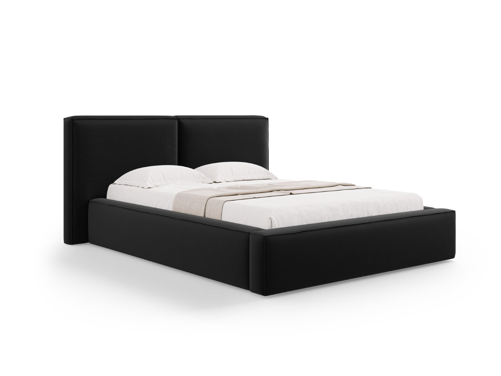 Micadoni Opbergbed met hoofdeinde Jodie 140x200cm, flueel, zwart - 228