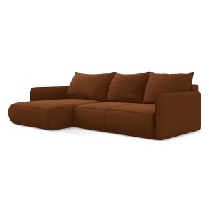 LaMiaSofa hoekbank links Palermo – velours – terracotta – 240x148x86