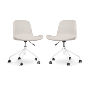 Nolon Nout-Fé Bureaustoelen Set van 2 – Beige – Wit Onderstel Nolon Nout-Fé Bureaustoelen Set van 2 – Beige – Wit Onderstel