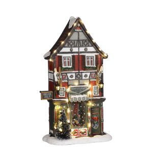 LuVille Kerstdorp Miniatuur Wintersportwinkel – L18 x B8 x H28 cm LuVille Kerstdorp Miniatuur Wintersportwinkel – L18 x B8 x H28 cm