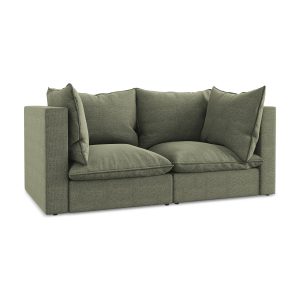 LaMiaSofa Tweezits modulaire bank Ravenna – bouclé – olijf – 180x90x77