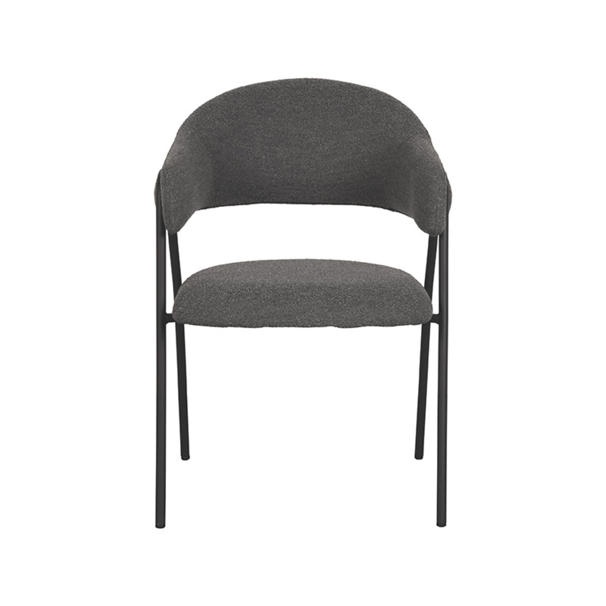 LABEL51 Eetkamerstoel Lowen - Grijs Bouclé - Zithoogte 49cm - Set van