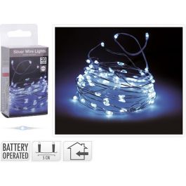 Batterijverlichting zilverdraad LED wit