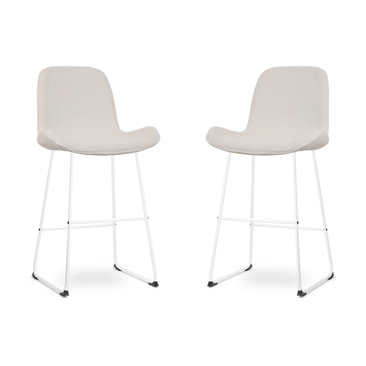Nolon Nino-Fé Barkrukken Set van 2 - Ribstof Crème - Wit - 75 cm
