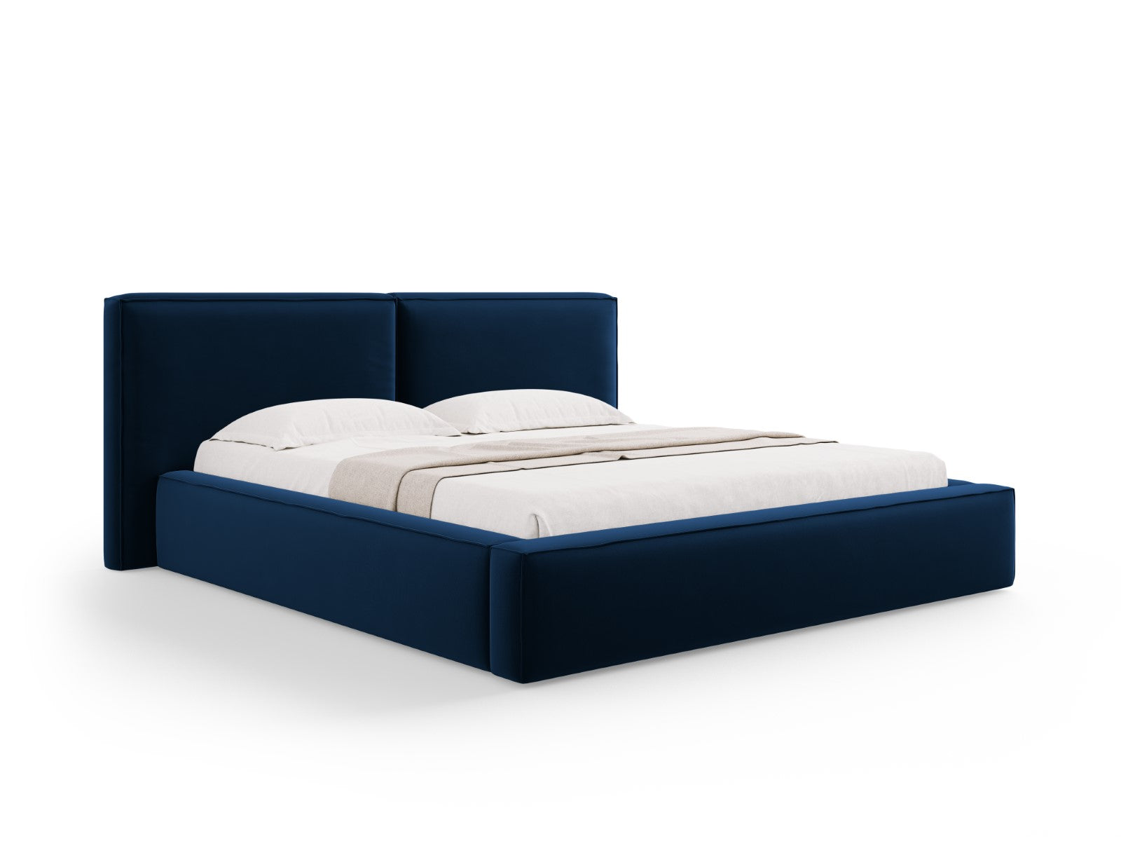 Micadoni Opbergbed met hoofdeinde Jodie 180x200cm, flueel, koningsblau