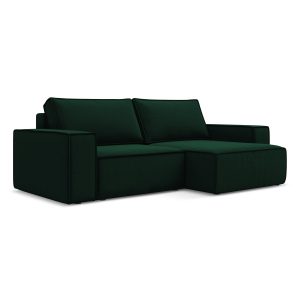LaMiaSofa hoekbank rechts Livorno – velours – flessengroen – 257x148x8