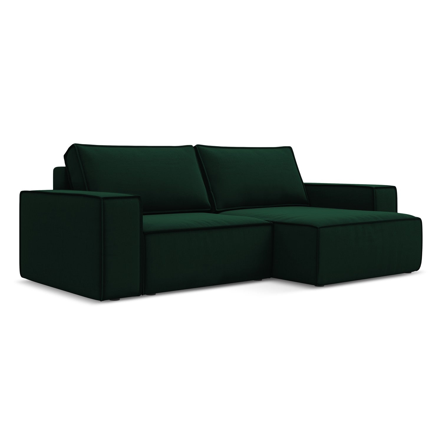LaMiaSofa hoekbank rechts Livorno - velours - flessengroen - 257x148x8