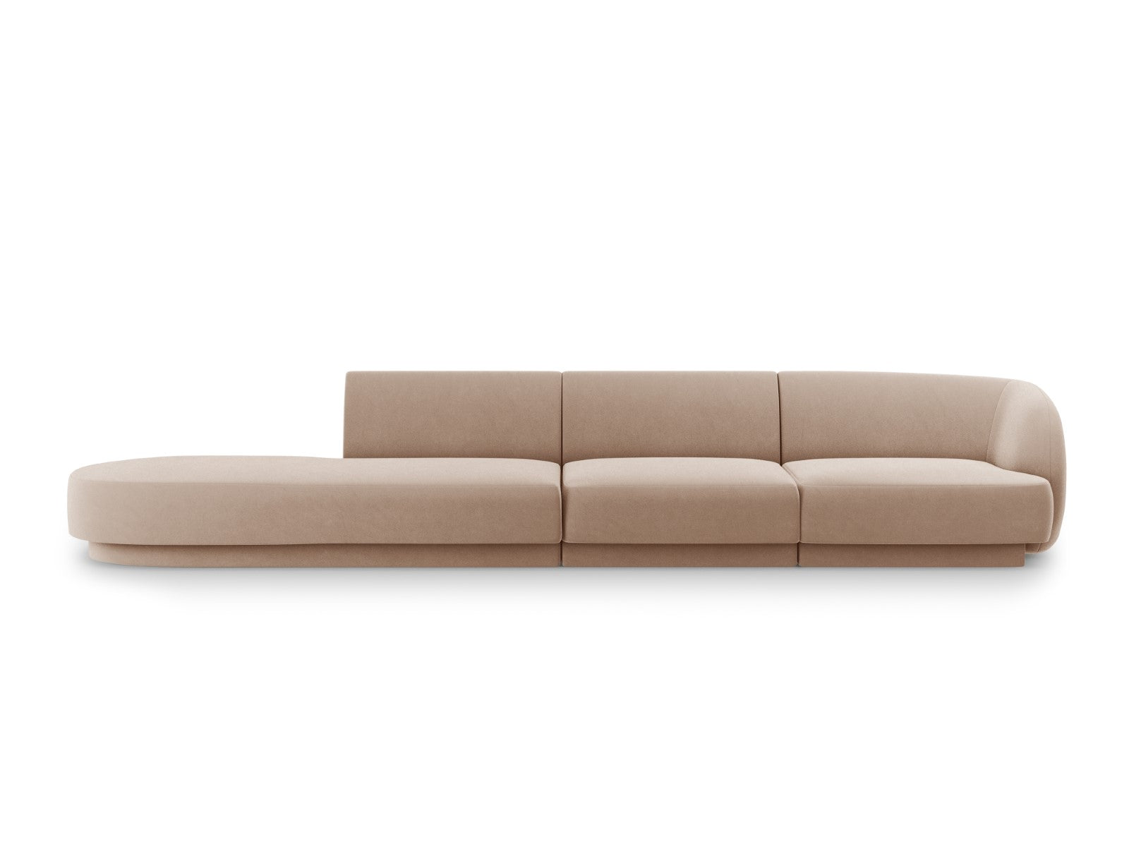 Micadoni linker bank Miley 4-zits, flueel, cappuccino - 90x323x70cm